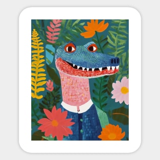 Crocodile and flowers Sticker